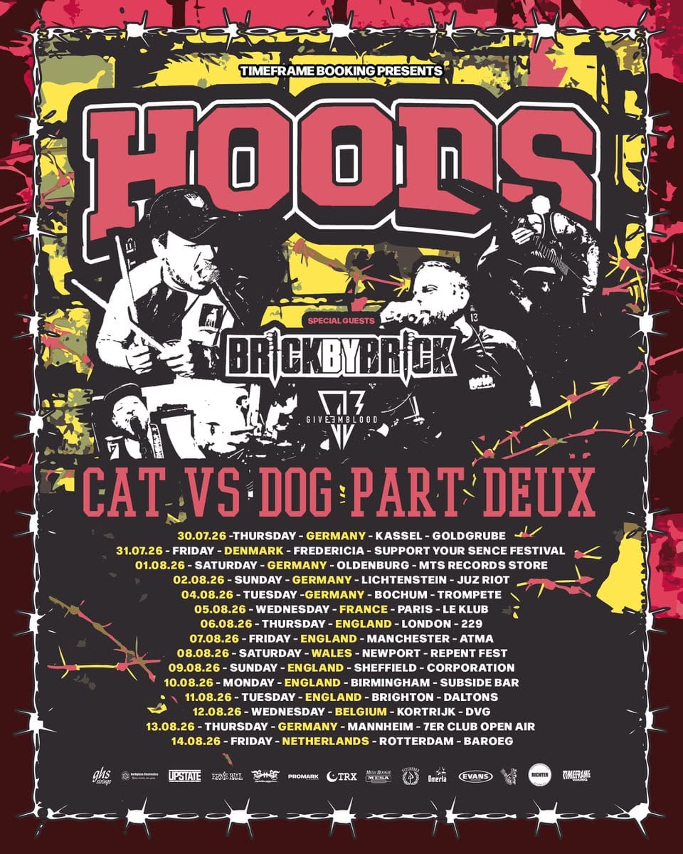 HOODS + BRICK BY BRICK + GIVE EM BLOOD – 7er Club, 13.08.2026