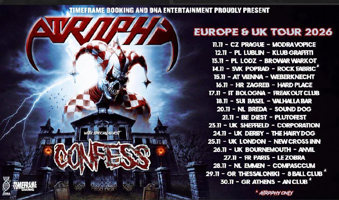 ATROPHY (US) + CONFESS (Iran/Norwegen) – 7er Club, 19.11.2026